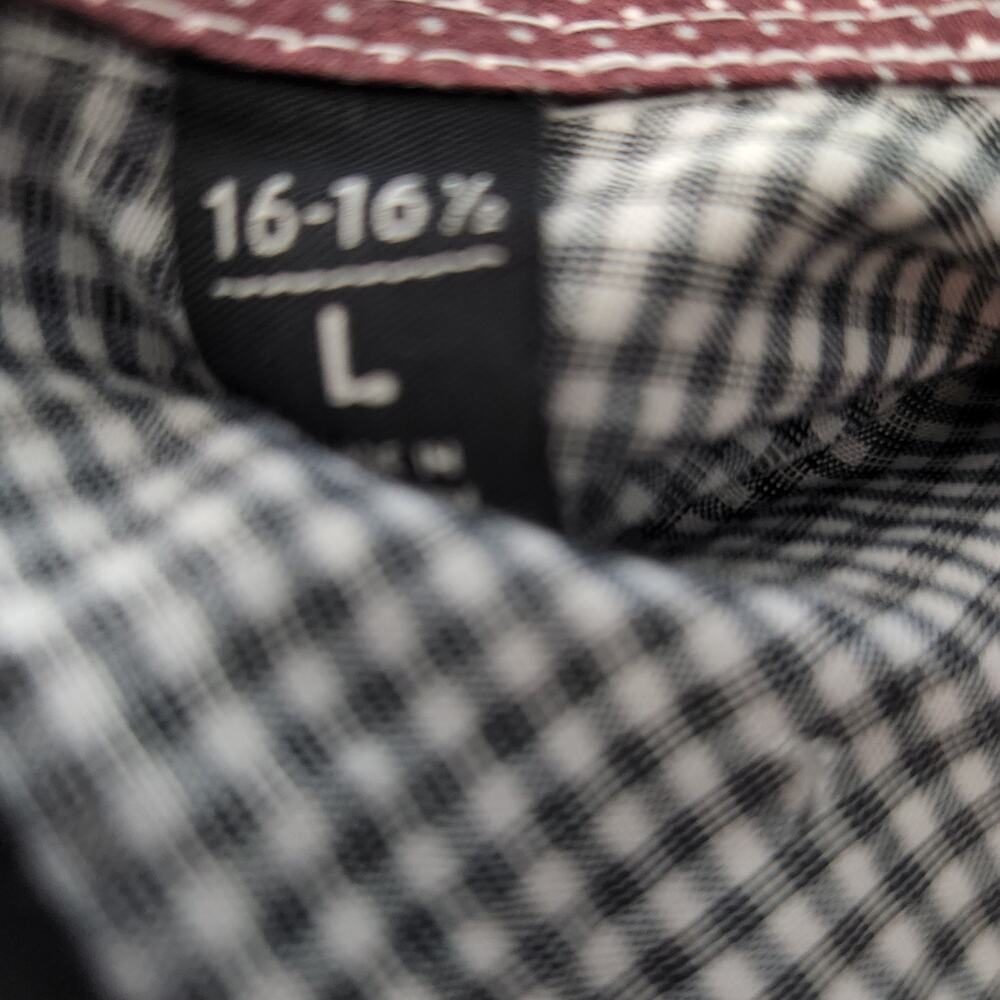 Nicole Miller Shirt Mens Size Large Black & White Check Button Up Dress Shirt - Picture 9 of 10